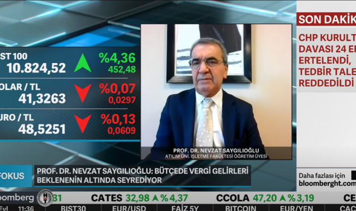 Bölüm Başkanımız Prof. Dr. Nevzat Saygılıoğlu, 15 Eylül 2025 günü BLOOMBERG-HT televizyonunda program yapan Reyhan Baysan'ın FOKUS programına katılarak Ağustos 2025 ayı ve Ocak-Ağustos 2025 dönemi merkezi yönetim bütçesi sonuçlarını yorumladı.